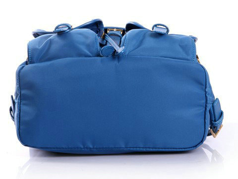 2014 Prada microfiber nylon drawstring backpack bag BZ0030 lightblue